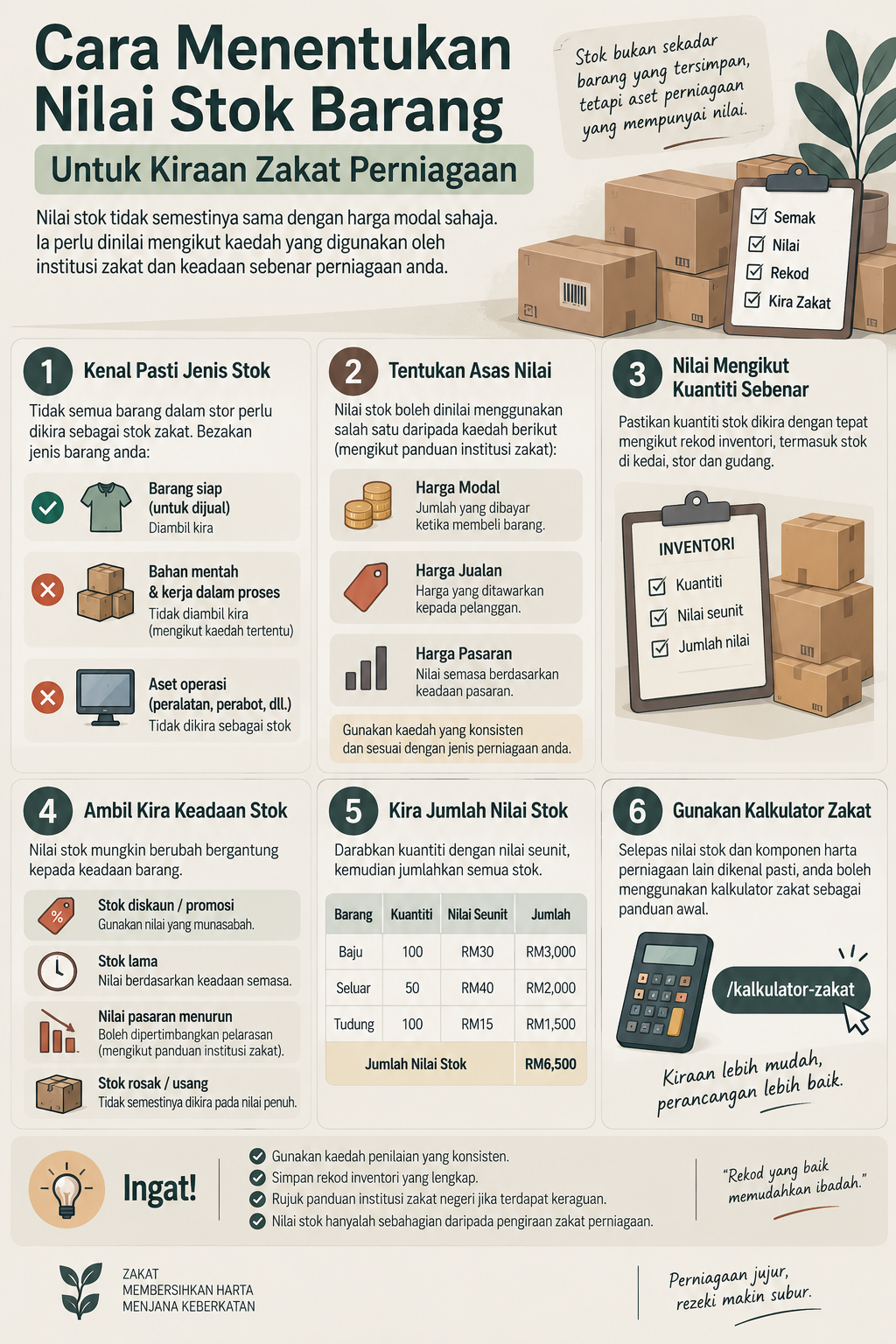 Cara Menentukan Nilai Stok Barang Untuk Kiraan Zakat Perniagaan