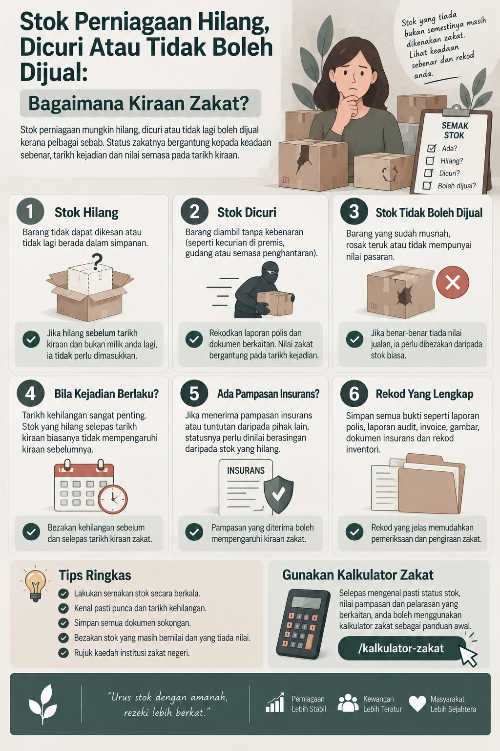 Stok Perniagaan Hilang, Dicuri Atau Tidak Boleh Dijual: Bagaimana Kiraan Zakat?